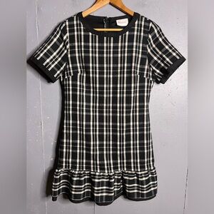 Moon Plaid Drop Waist Dress in black and white.  Size Small